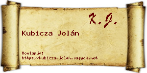 Kubicza Jolán névjegykártya