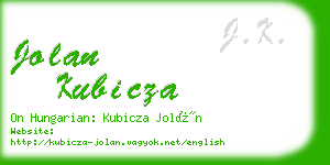 jolan kubicza business card